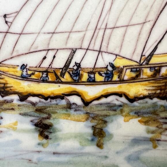 Portuguese Tile Ship Cafur 1520 Handpainted Battistini de Maria de Portugal - Picture 7 of 11